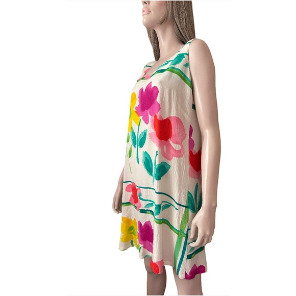James World Floral Shift Dress Flower Box Colourful 100% Rayon Sleeveless RARE - Picture 6 of 15